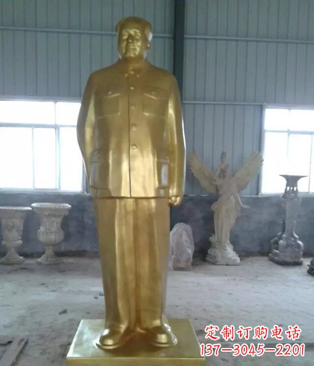 哈尔滨优雅的毛主席玻璃钢仿铜人物雕塑