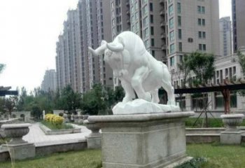 哈尔滨汉白玉开荒牛小区园林动物石雕