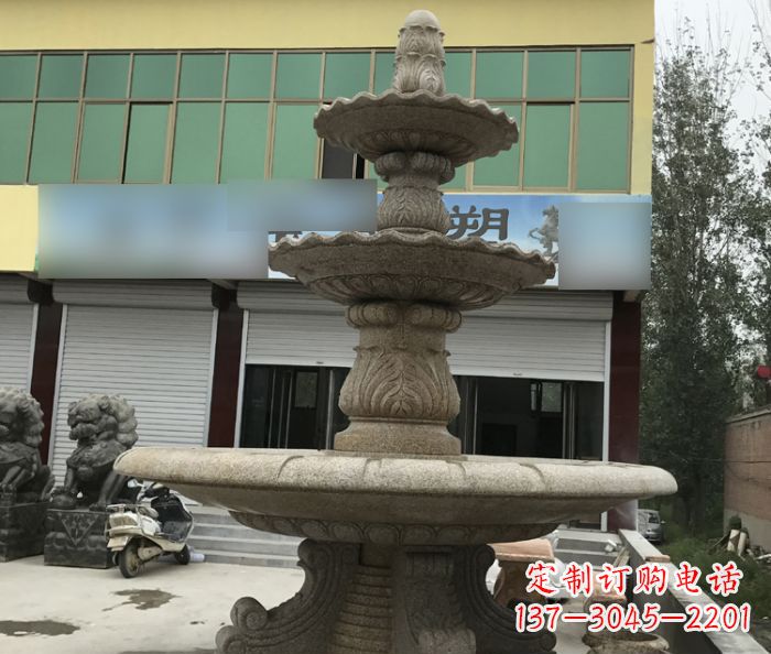 哈尔滨三层砂岩喷泉欧式石雕,定制专属你的雕塑