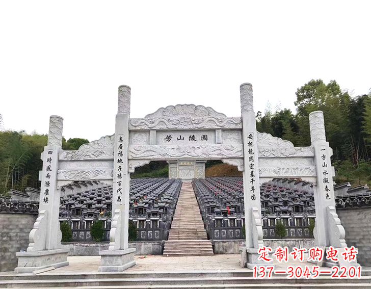 哈尔滨精致雕刻的三门石牌坊雕塑