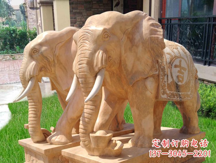 哈尔滨石雕大象风水的精美雕塑