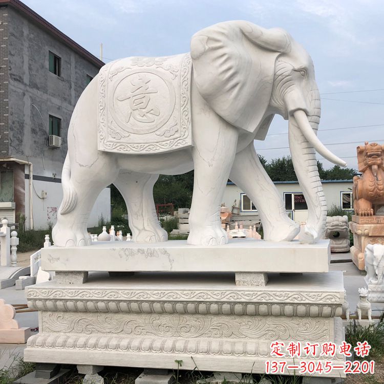 哈尔滨精美汉白玉雕塑：观音大象
