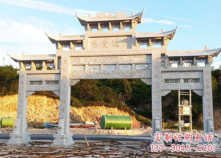 哈尔滨专业定制石雕道路牌坊雕塑
