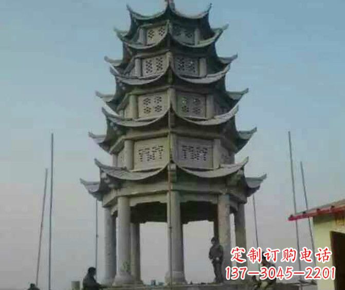 哈尔滨双层大理石凉亭石雕 (2)