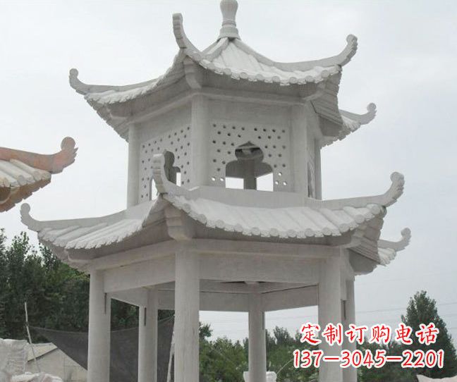 哈尔滨双层大理石凉亭石雕