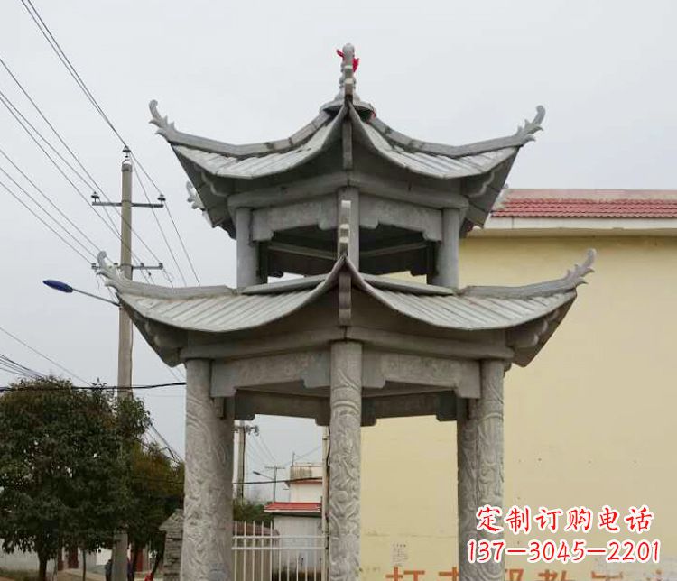 哈尔滨双层仿古凉亭石雕 (2)