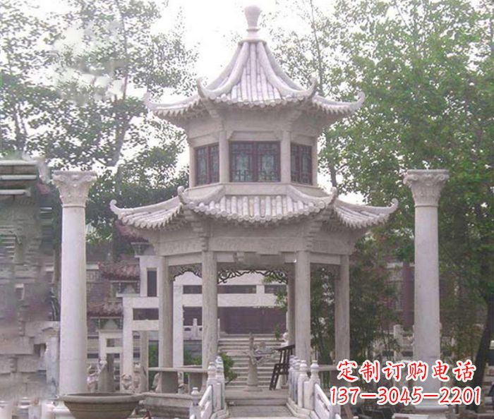 哈尔滨双层仿古凉亭石雕 (3)