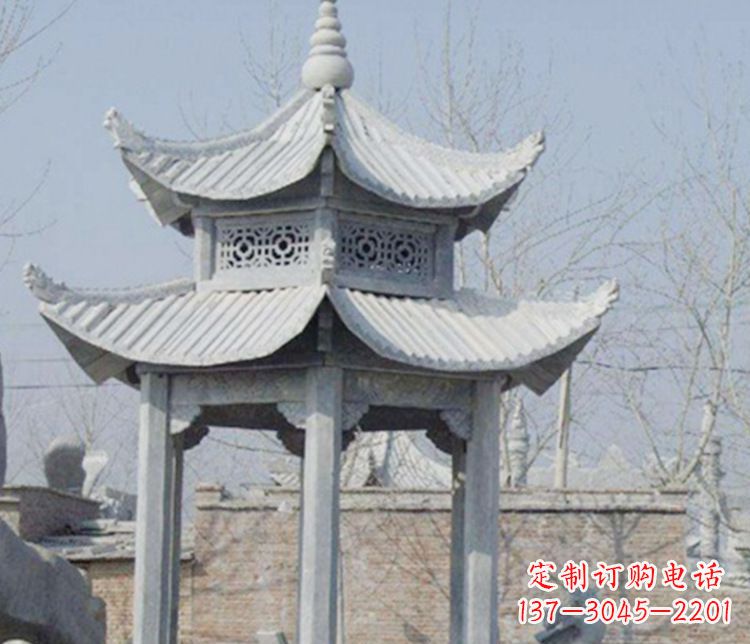 哈尔滨双层仿古六角凉亭石雕