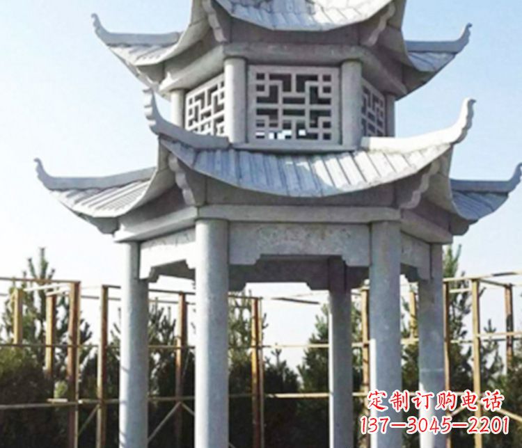 哈尔滨双层仿古石凉亭石雕_2