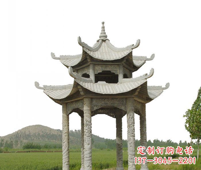 哈尔滨双层仿古石雕凉亭