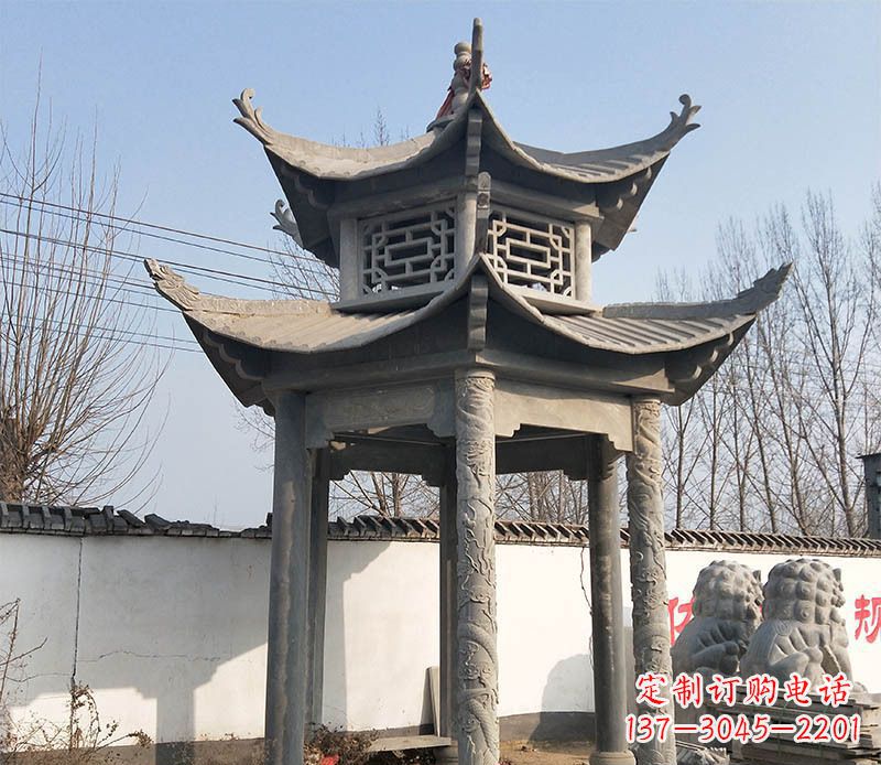 哈尔滨双层户外凉亭石雕 (2)