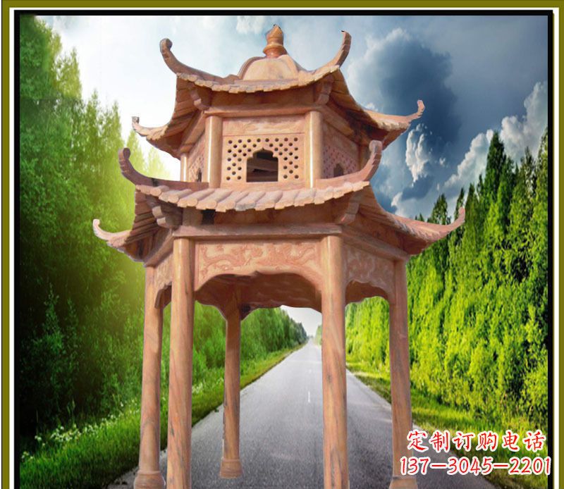 哈尔滨双层凉亭园林石雕