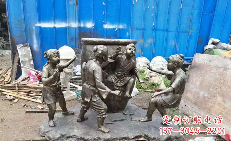 哈尔滨司马光砸缸铜雕 (2)