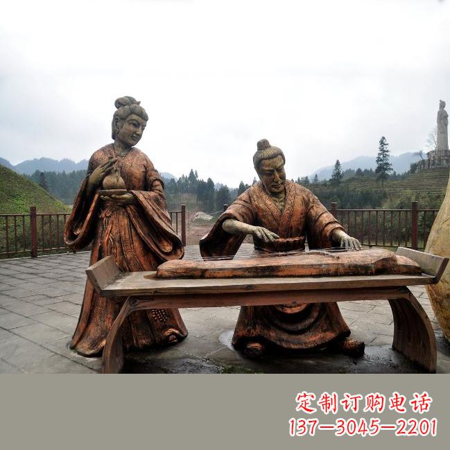 哈尔滨司马相如与卓文君铜雕塑像-城市广场历史名人情景雕塑
