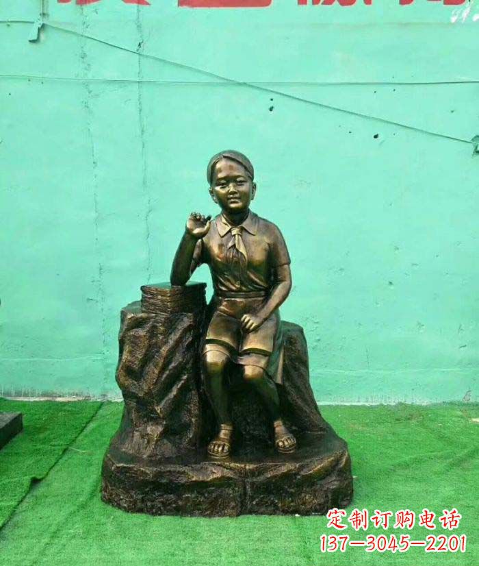 哈尔滨思考的女孩铜雕
