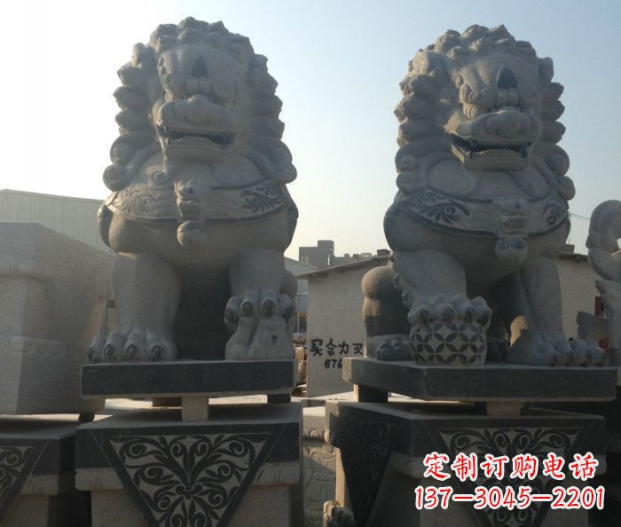 哈尔滨寺庙景观仿古石狮子 (2)