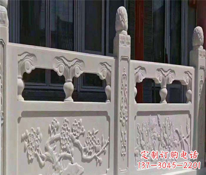 哈尔滨寺庙景观汉白玉石浮雕栏板 (2)