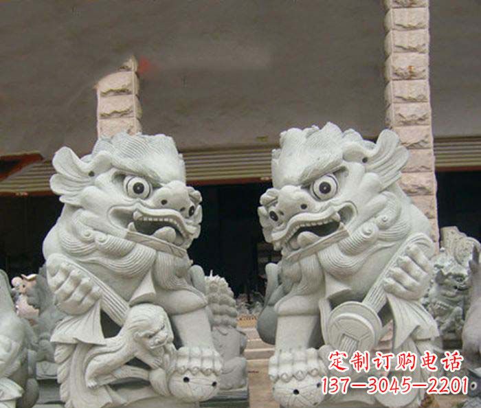 哈尔滨寺庙景观南方狮子石雕 (2)