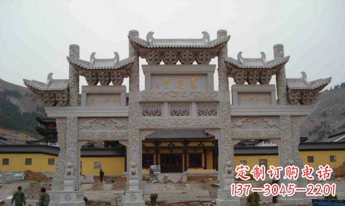哈尔滨寺庙景观三门五楼石牌坊