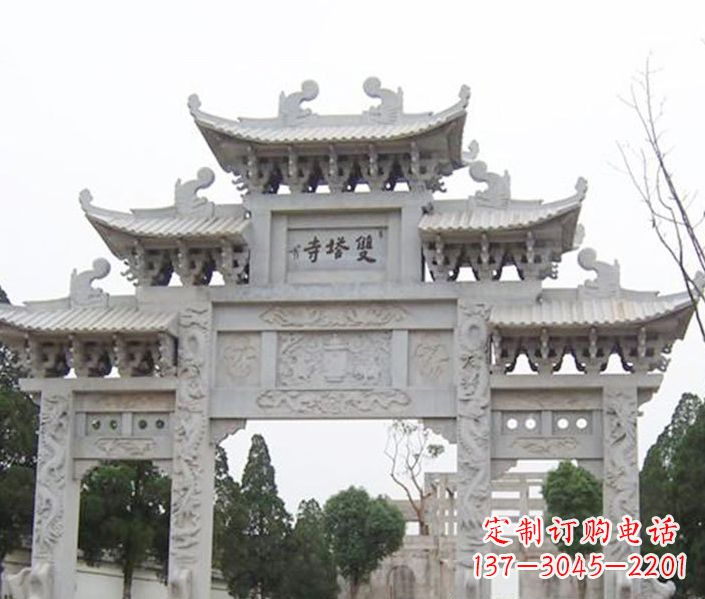 哈尔滨寺庙三门牌坊石雕 (2)