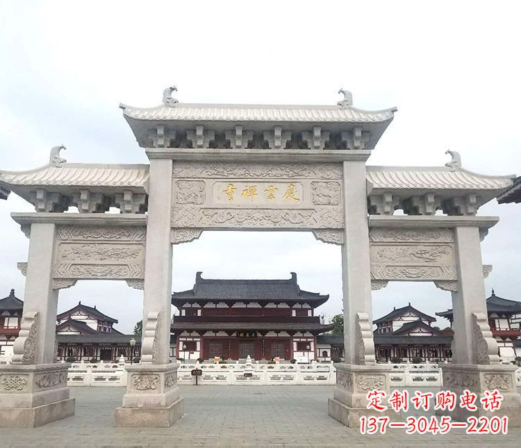 哈尔滨寺庙三门牌坊石雕