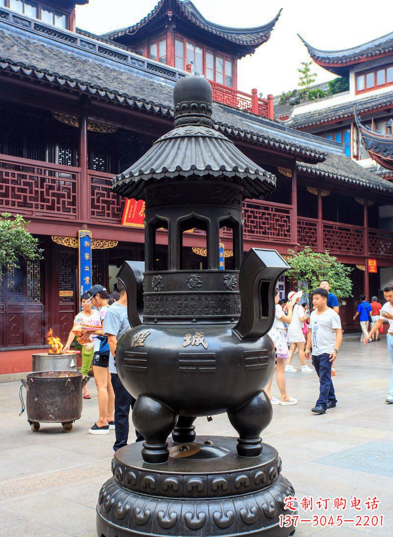 哈尔滨寺庙铜香炉铜雕 (2)