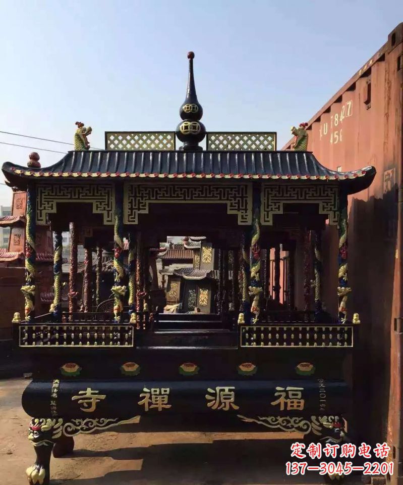 哈尔滨寺庙香炉铜雕 (2)
