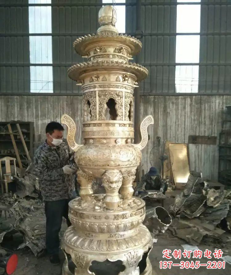 哈尔滨寺庙香炉铜雕 (5)