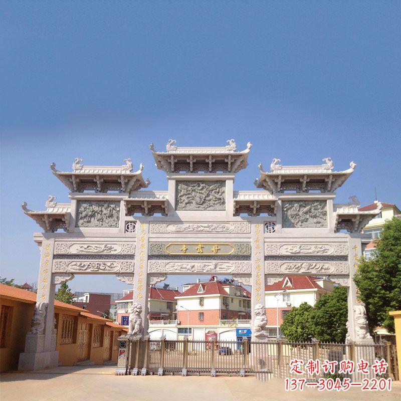 哈尔滨寺院大门石雕牌楼
