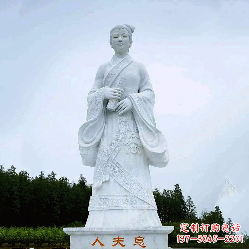 哈尔滨桃花夫人息妫汉白玉雕塑-景区园林历史名人古代著名美女雕像