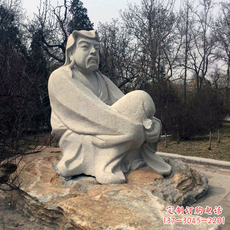 哈尔滨田园诗派鼻祖陶渊明公园园林石雕坐像