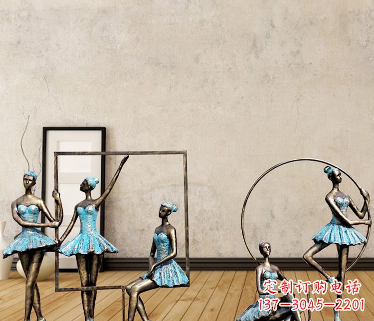 哈尔滨跳芭蕾舞的女孩和相框铜雕