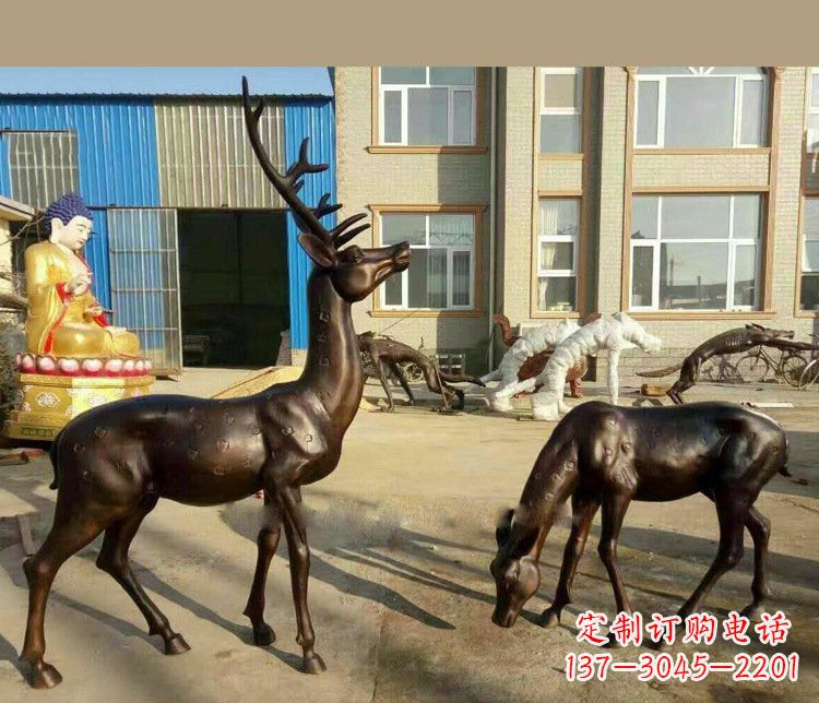哈尔滨铜雕户外公园动物雕塑鹿摆件 (2)