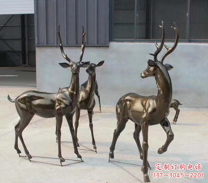 哈尔滨铜雕鹿群雕塑