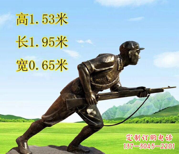 哈尔滨铜雕拿枪战士雕塑