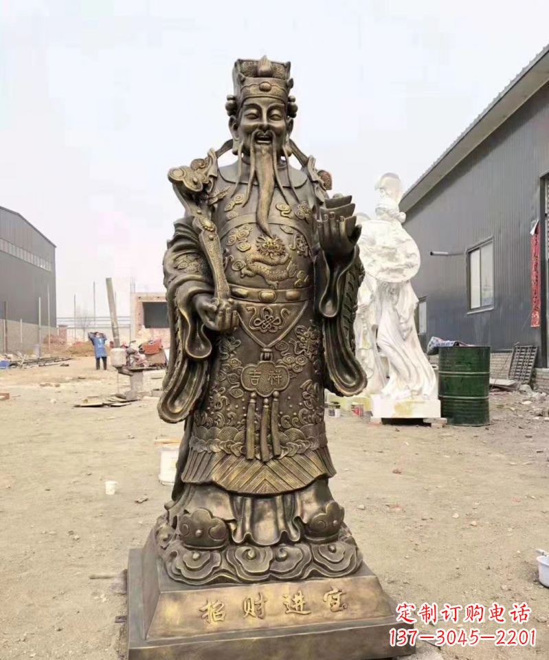 哈尔滨铜雕寺庙财神雕塑