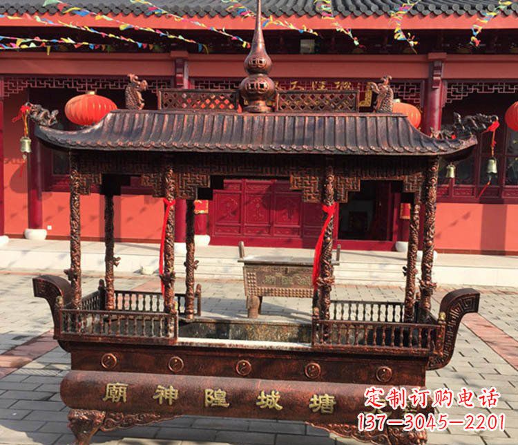 哈尔滨铜雕寺庙佛光普照香炉雕塑摆件
