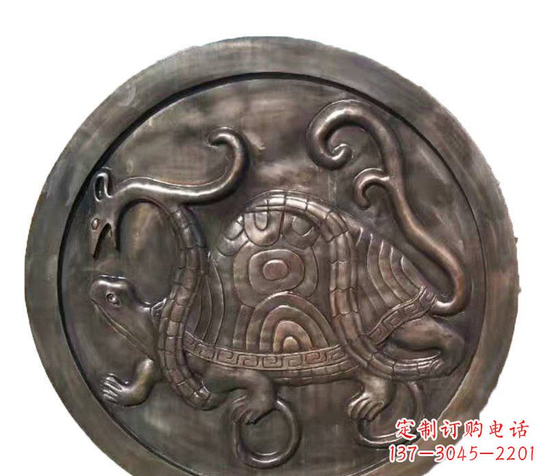 哈尔滨铜雕乌龟与蛇壁画摆件