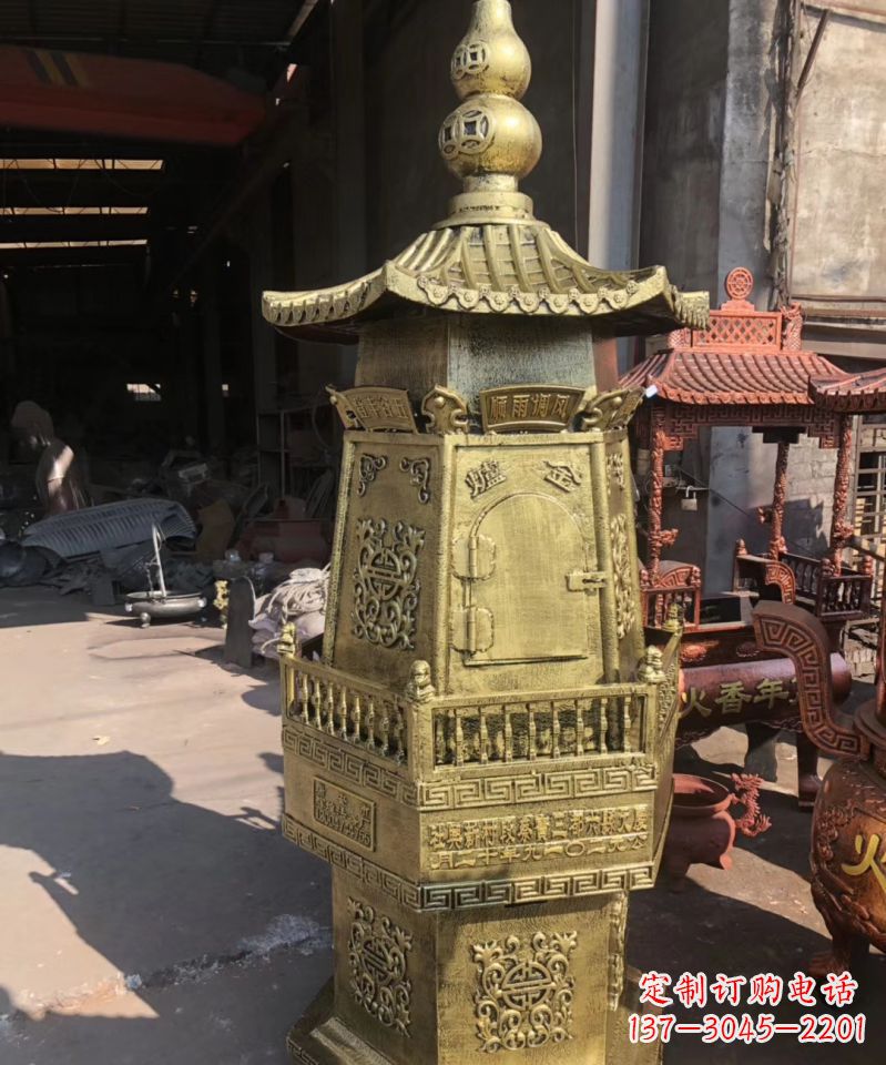 哈尔滨铜雕香炉塔寺庙摆件