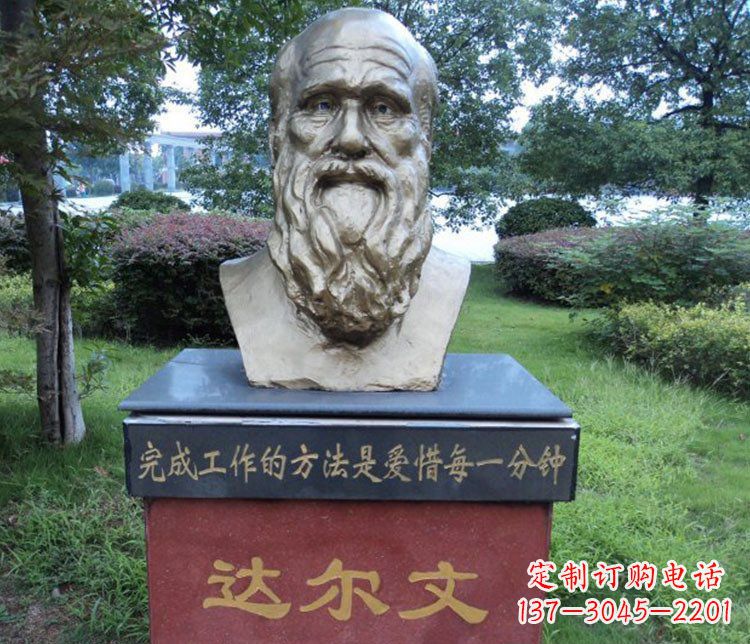 哈尔滨铜雕校园达尔文肖像雕塑