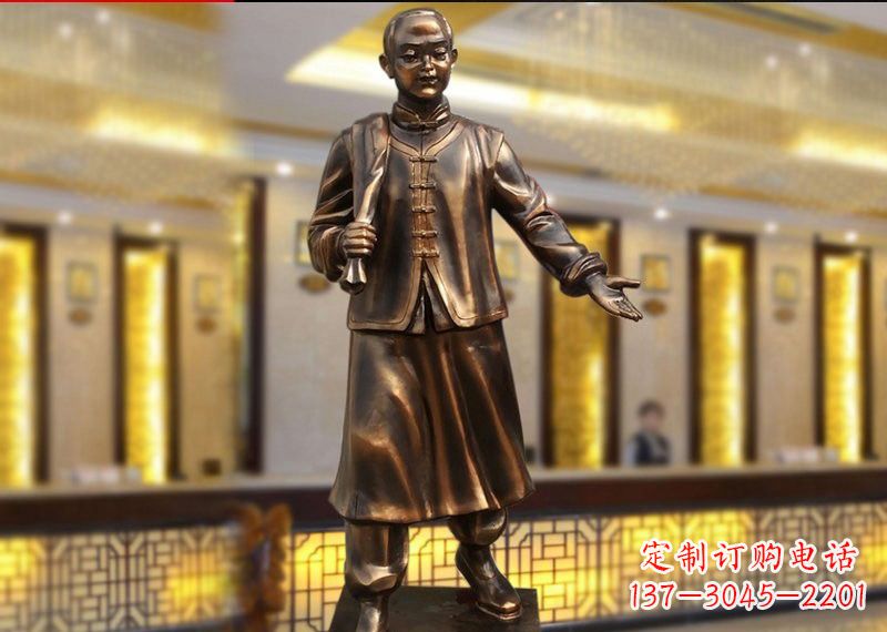 哈尔滨铜雕迎宾人物店小二