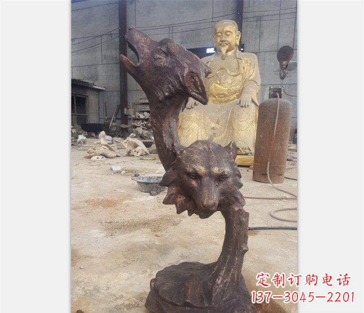 哈尔滨铜雕园林金钱豹动物雕塑