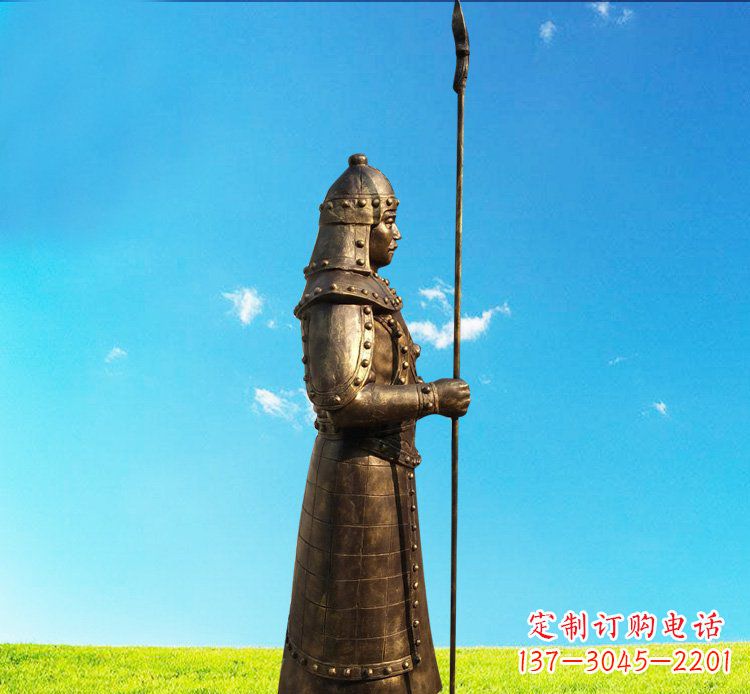 哈尔滨铜雕战士站岗古代人物雕塑