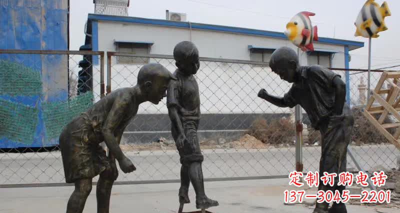 哈尔滨玩陀螺人物铜雕