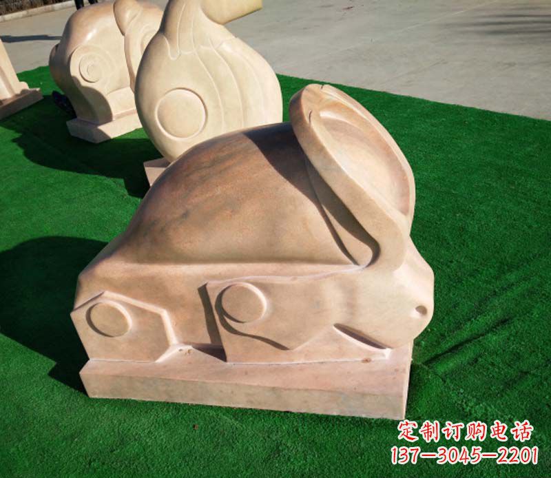 哈尔滨晚霞红抽象十二生肖石雕