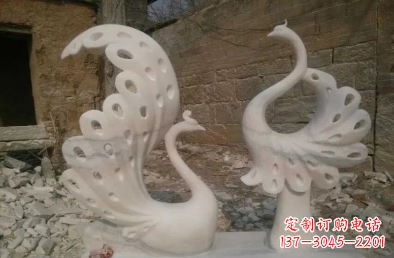哈尔滨晚霞红抽象石雕孔雀