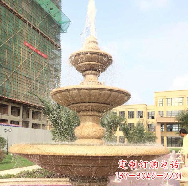 哈尔滨晚霞红大型多层喷泉石雕
