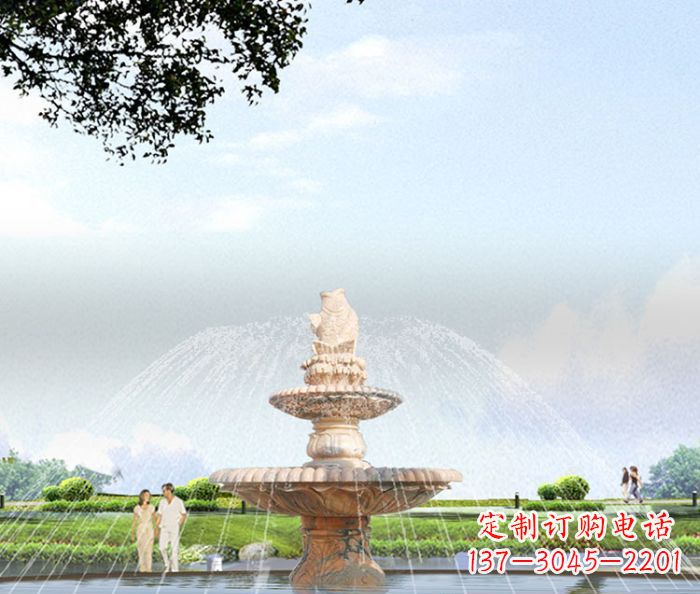 哈尔滨晚霞红多层大型石雕喷泉 (4)