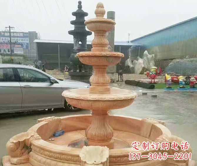 哈尔滨晚霞红多层大型石雕喷泉 (3)