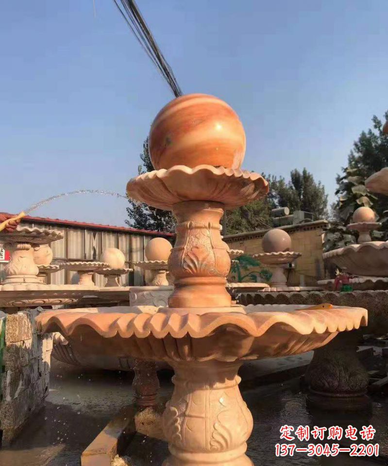哈尔滨晚霞红风水球雕塑别墅庭院景观雕塑
